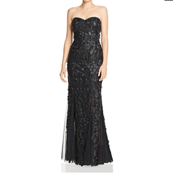 Aidan Mattox White Embroidered Strapless Evening - Picture 2 of 14